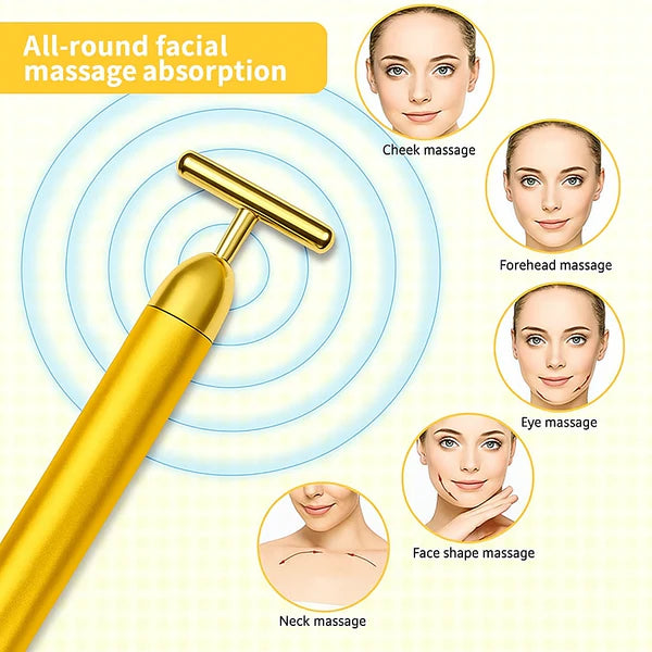 24K Gold Energy Beauty Bar Electric Facial Massage Roller