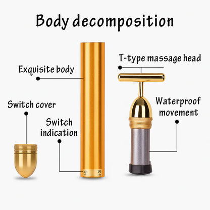 24K Gold Energy Beauty Bar Electric Facial Massage Roller